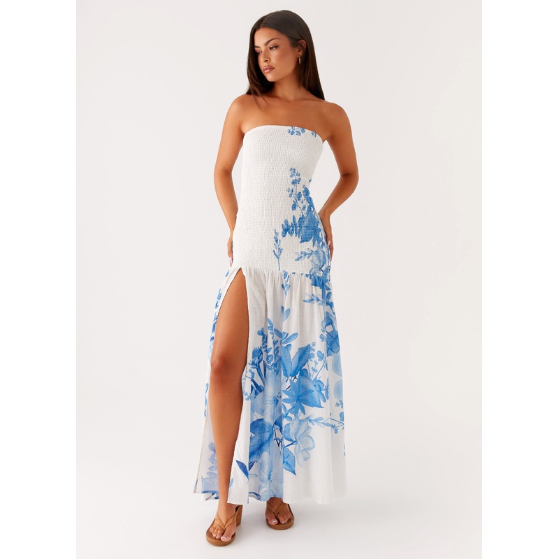 Rebecca Maxi Dress – Blue Floral Print Blue Floral Print US 0