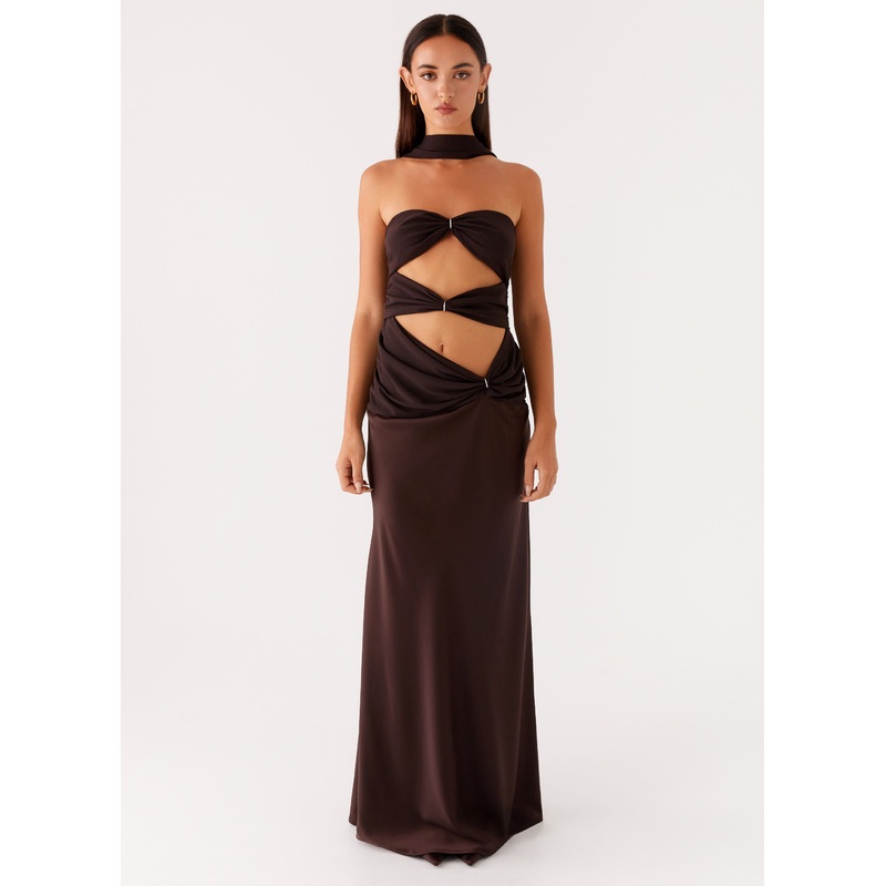 Alaine Scarf Maxi Dress – Dark Chocolate Dark Chocolate US 0