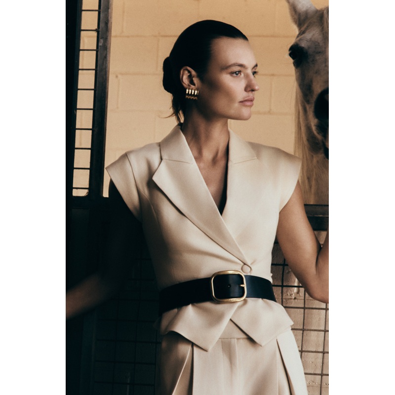 Andina Shortsleeve Linen Top – Natural Beige XXS