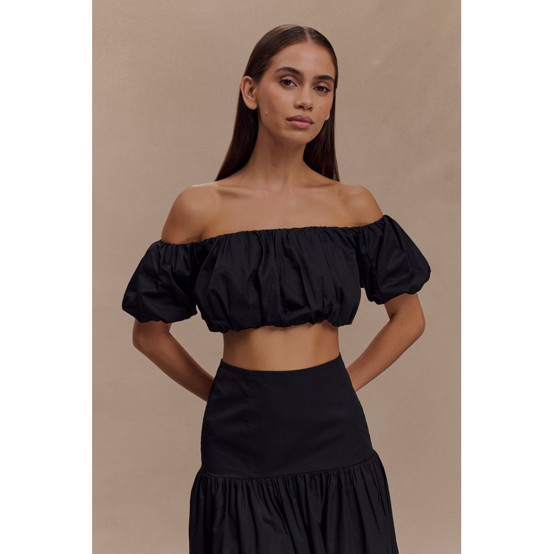 Autumn Off Shoulder Bubble Top – Black XXS