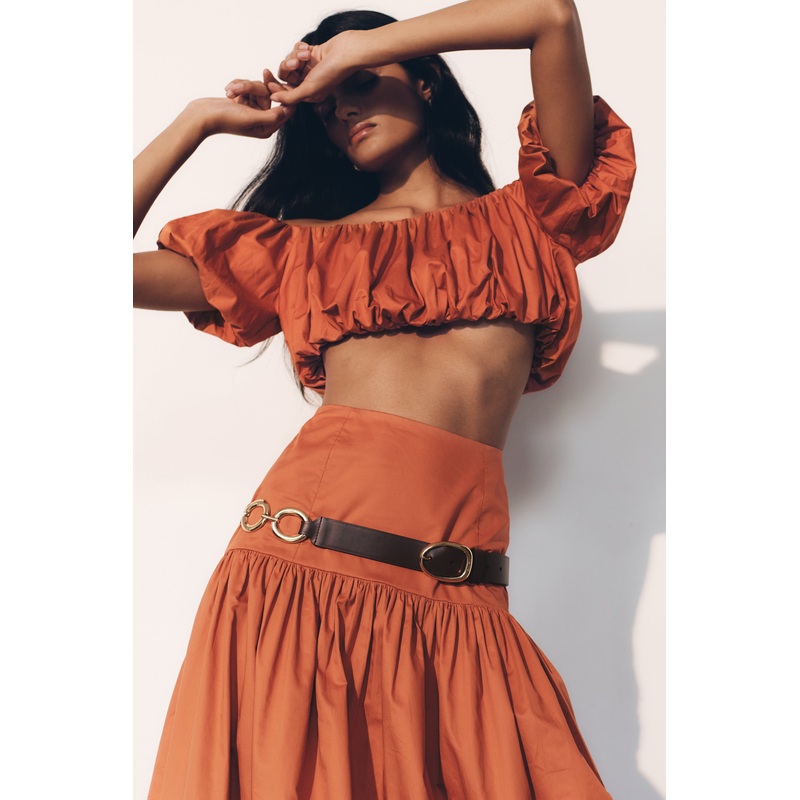 Autumn Off Shoulder Bubble Top – Burnt Orange XXS