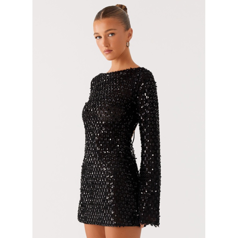 Edessa Sequin Mini Dress – Black Black US 0