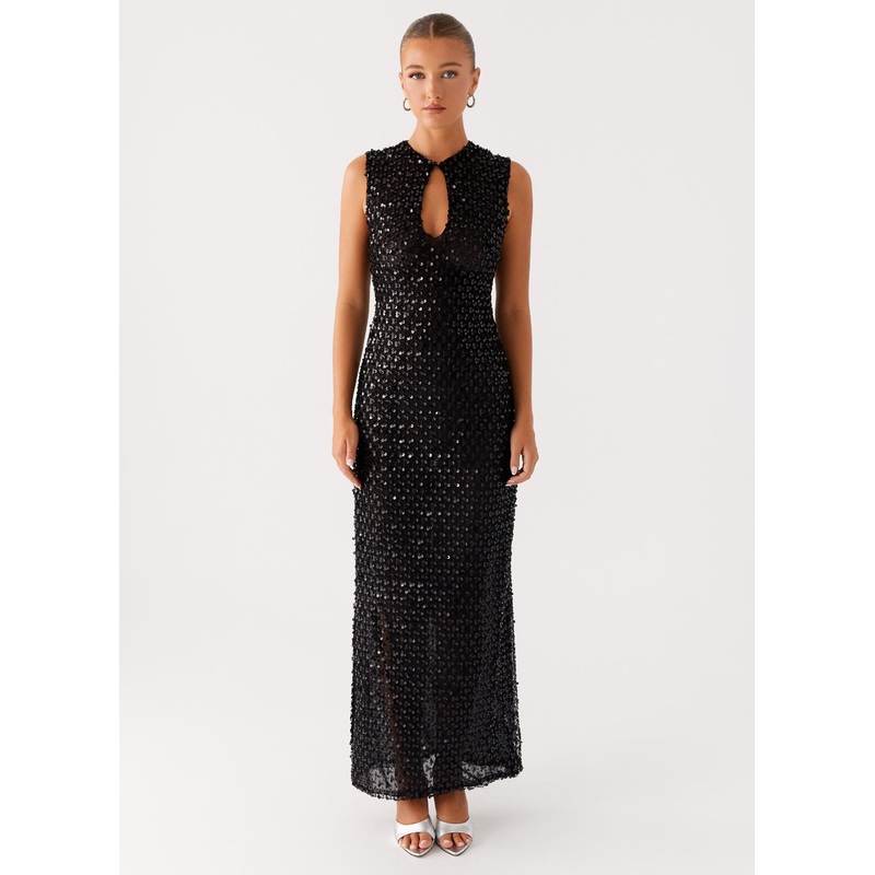 Kore Sequin Maxi Dress – Black Black US 0