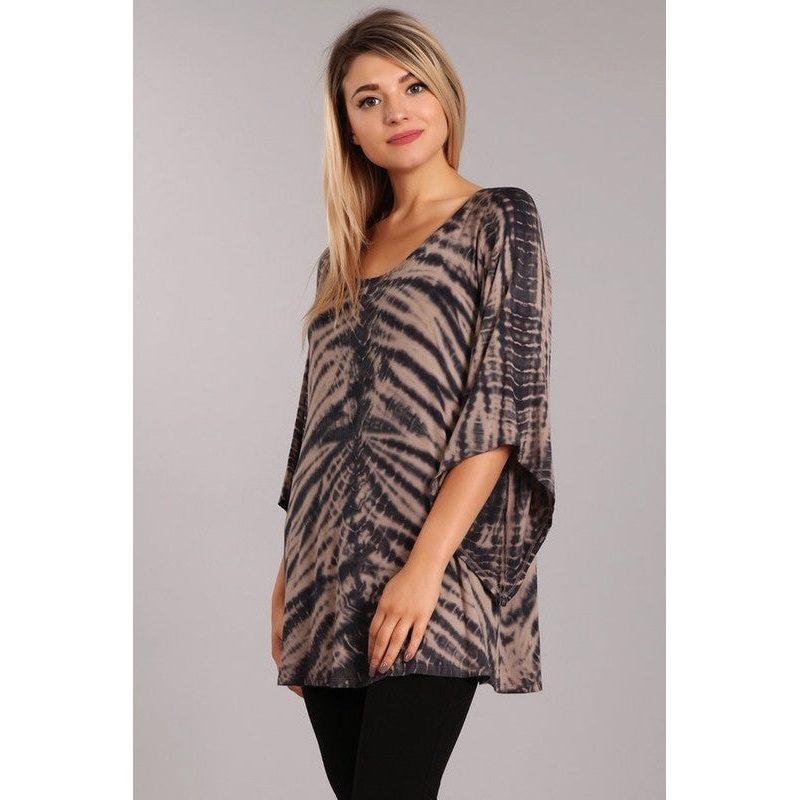 Tie Dye Raglan Top – Grey/Taupe Small Grey/Taupe