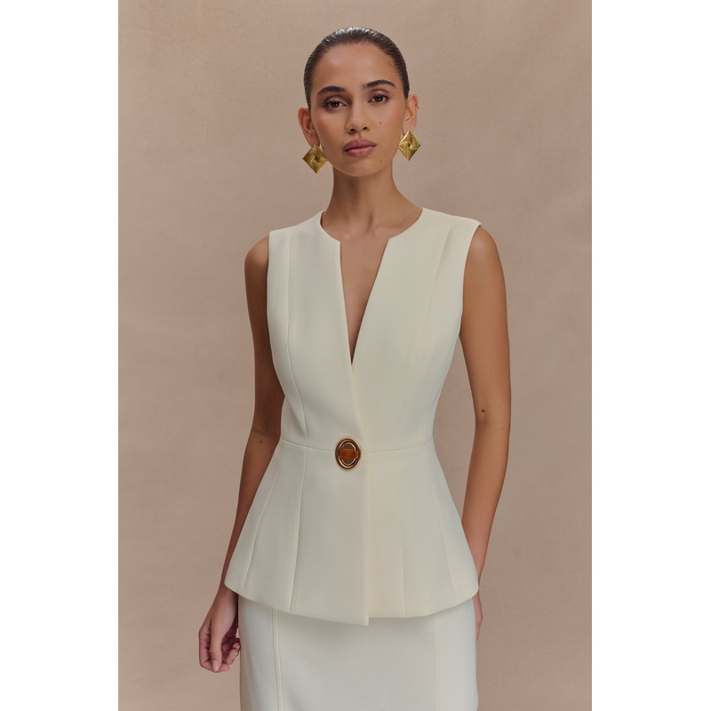 Angelie Suiting Vest Top – Ivory XXS