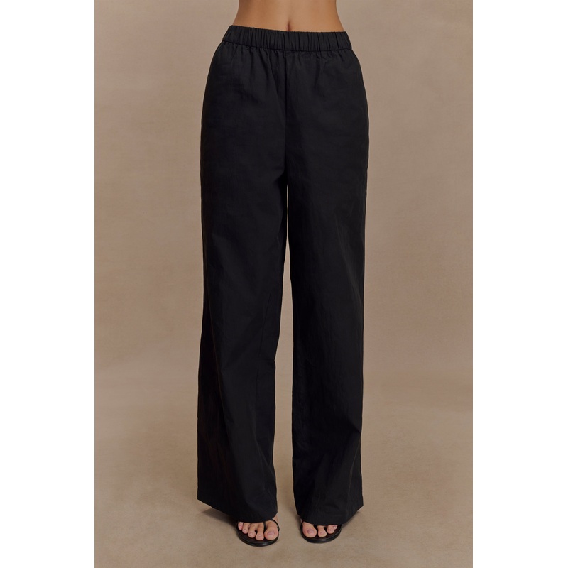 Campbell Cotton Wide Leg Pants – Black XXS