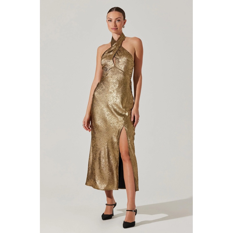 ASTR The Label Marissa Dress Gold 1014 Xsmall