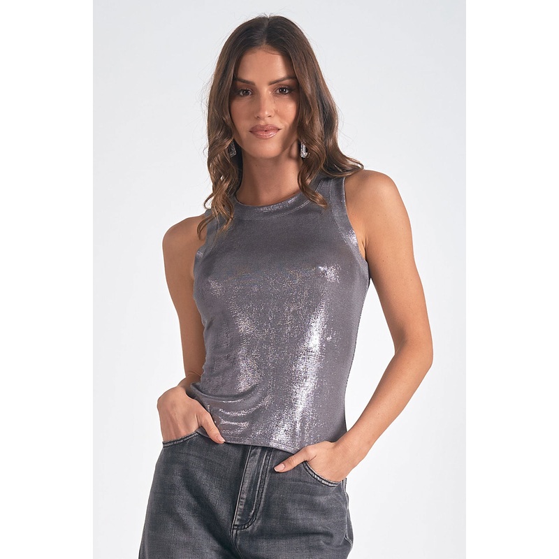 Elan Glitter Tank Top – Dark Grey Small Dark Grey