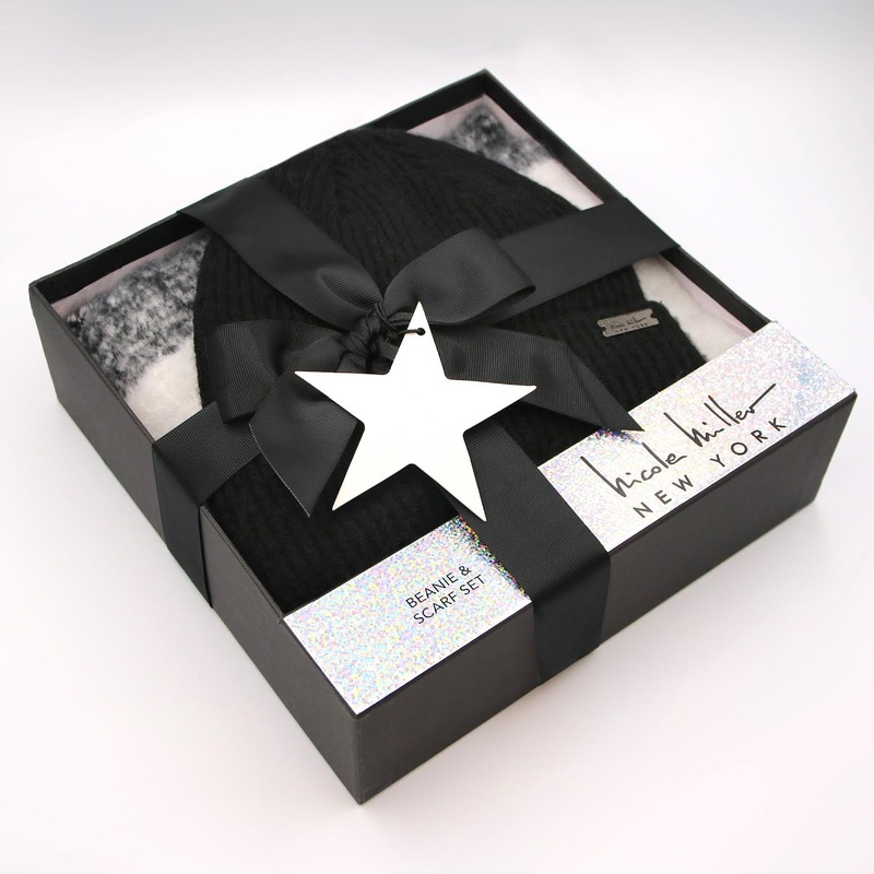 Nicole Miller Hat And Scarf Set Black 1106 O/S