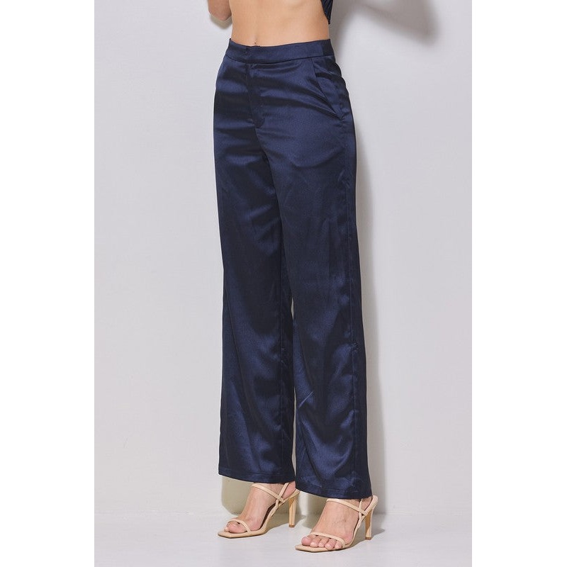 Satin Pants Small Navy 1029