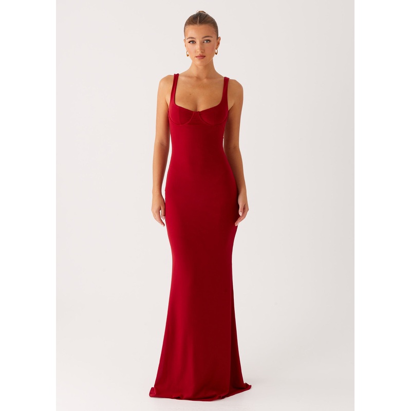 Safiya Maxi Dress – Maroon Maroon US 0