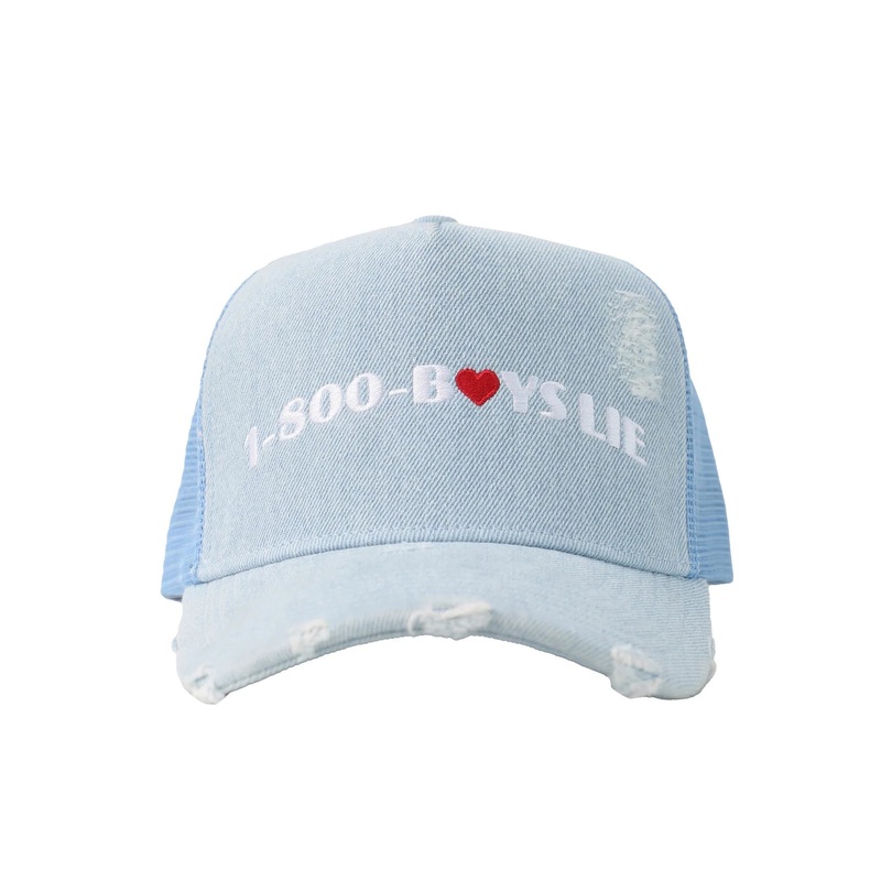 Boys Lie 1-800 Heart Trucker Hat Blue 0312 O/S