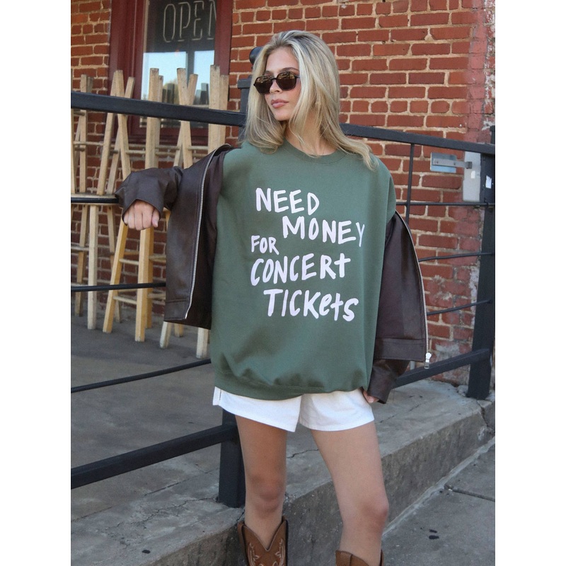 Concert Tickets Sweatshirt Green 0307 Small