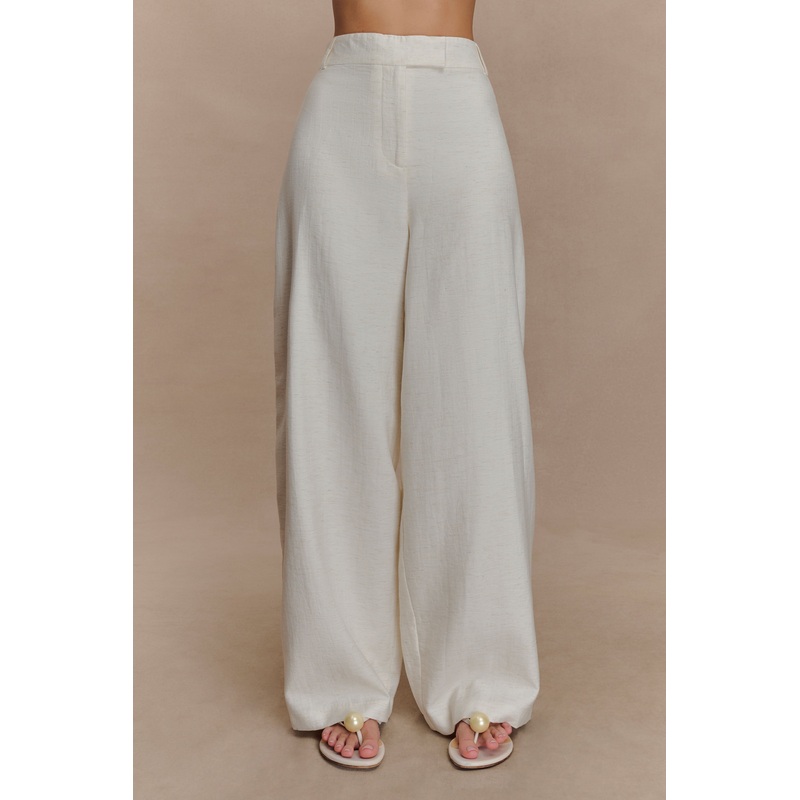 Cyrene Linen Wide Leg Pants – Oat Marle XXS