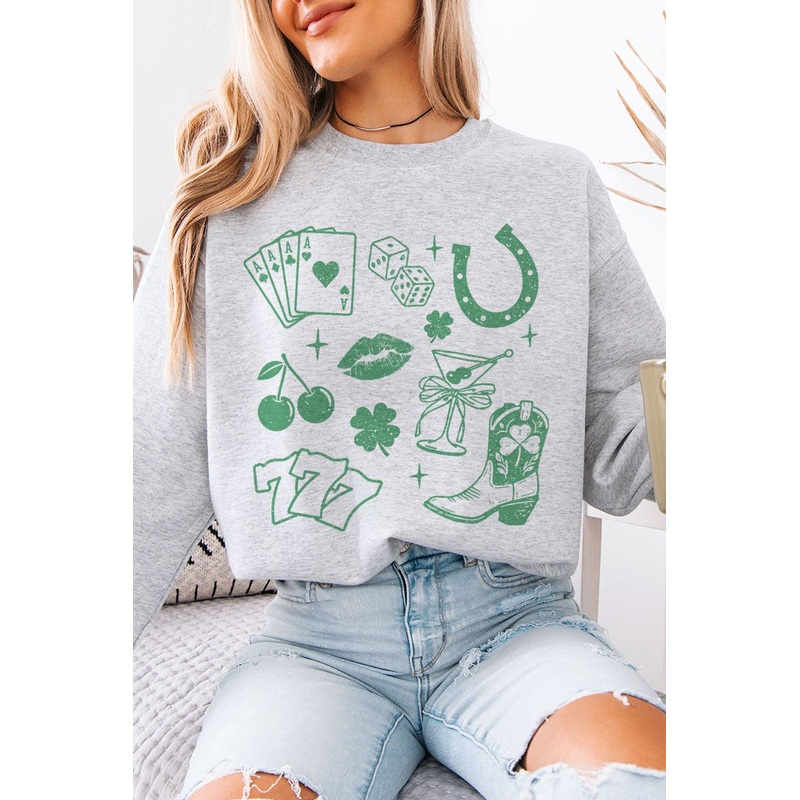 Lucky Doodles St. Patrick’s Day Sweatshirt Ash 0214 Small/Medium