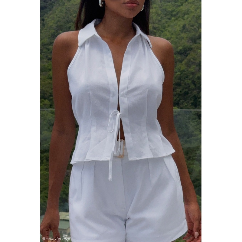 Scout Sleeveless Linen Shirt – White XXS