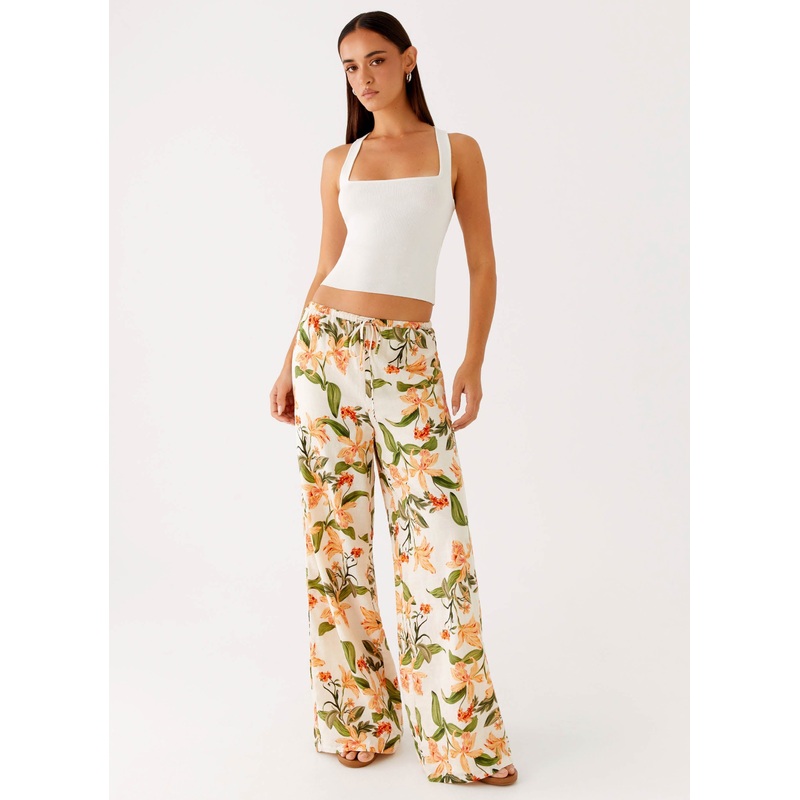 Dalida Linen Pants – Floral Print Floral Print US 0