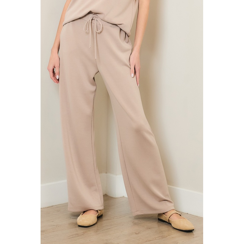 Tehno Cupro Front Tie Wide Leg Pants LT. Taupe 0317 Small