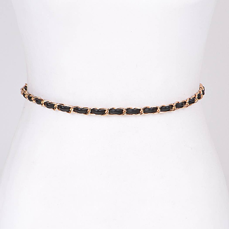 Thin Chain Elastic Belt Black One Size