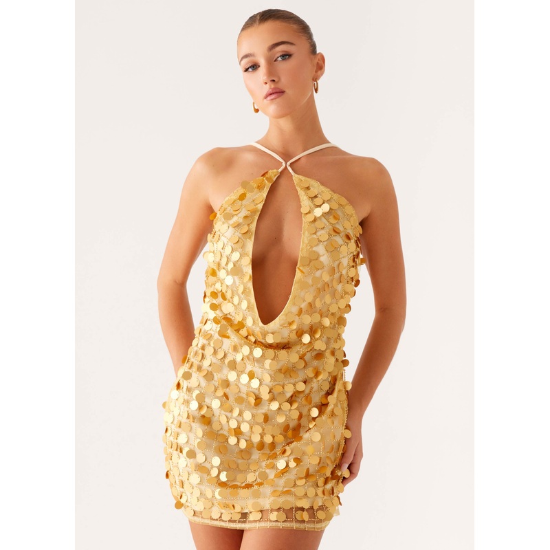 Xander Sequin Mini Dress – Gold Gold US 0