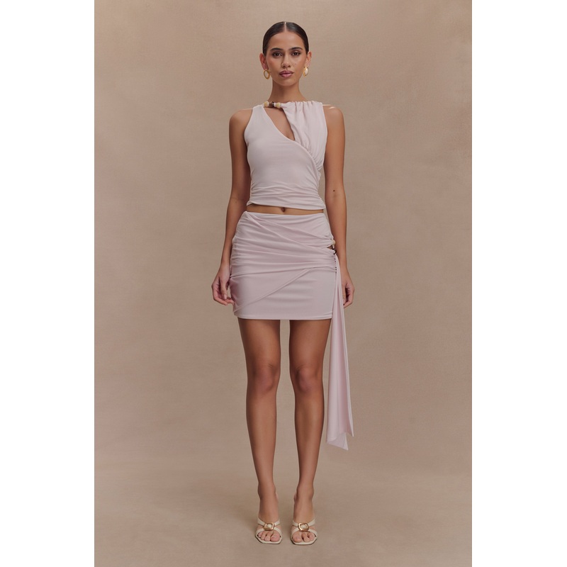 Alicent Slinky Beaded Top – Pale Pink XXS