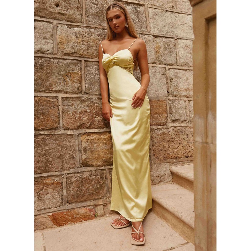 Dream Sight Lace Satin Maxi Dress – Lemon Lemon US 0