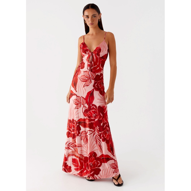 Flora Satin Maxi Dress – Sicily Sunsets Print Sicily Sunsets Print US 0