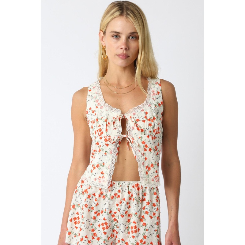 Lealie Floral Shirt Cream/Orange Small