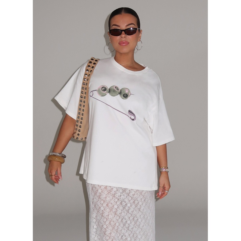 Olive Oversized Tee – White White XXS-XS