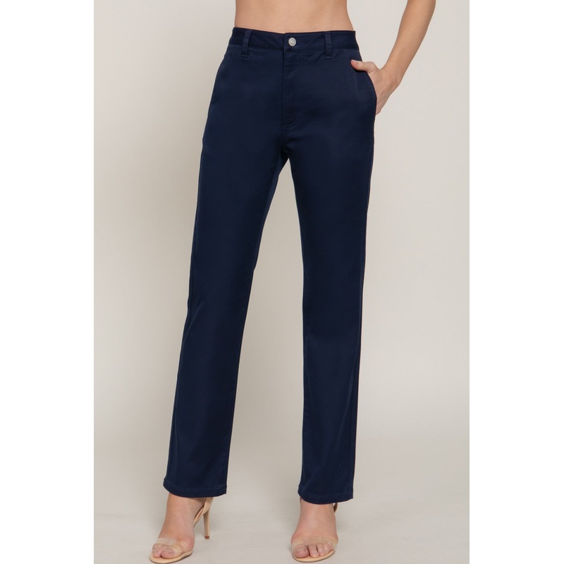 Straight Fit Twill Long Pants Navy Small