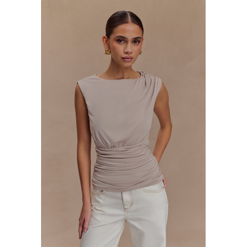 Anthony Short Sleeve Top – Taupe XXS