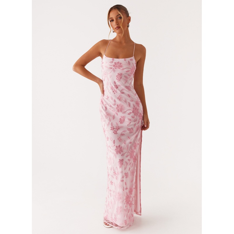 Bright Lights Beaded Maxi Dress – Pink Pink US 0