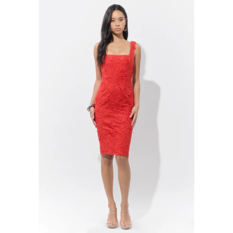 adelyn rae 3D Lace Up Mini Dress XSmall Red