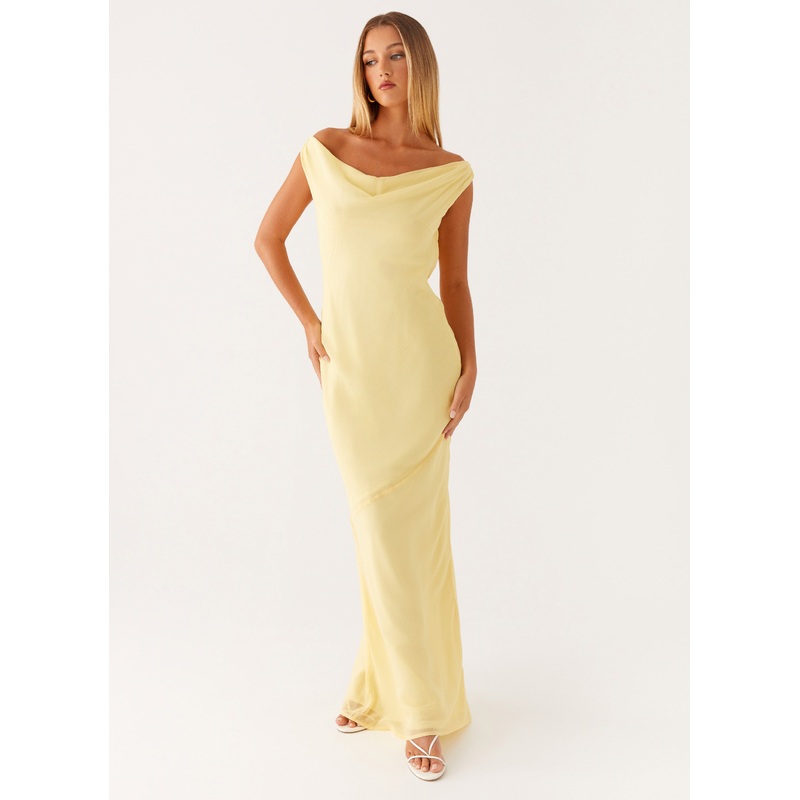 Brittany Chiffon Maxi Dress – Pastel Yellow Pastel Yellow US 0