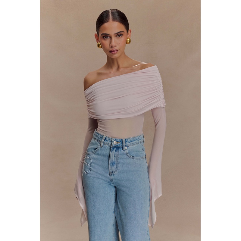 Dahlia One Shoulder Top – Pale Pink XXS