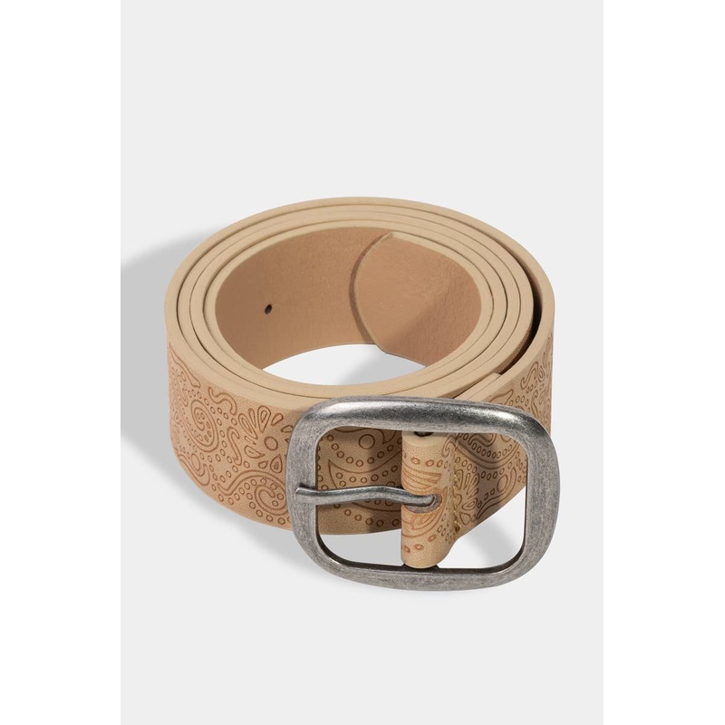 Etched Floral Faux Leather Belt IV