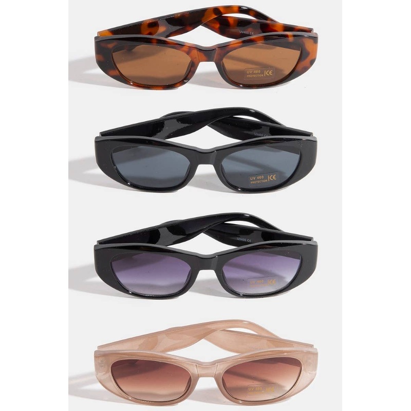 Plastic Frame Oval Lens Sunglasses Taupe
