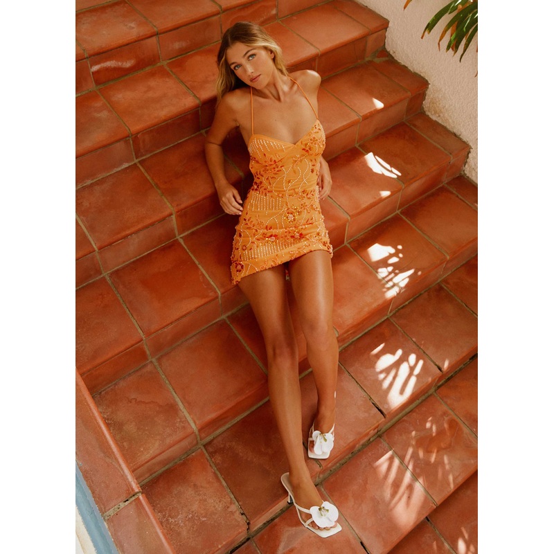 Vietta Sequin Cami Mini Dress – Orange Orange US 0
