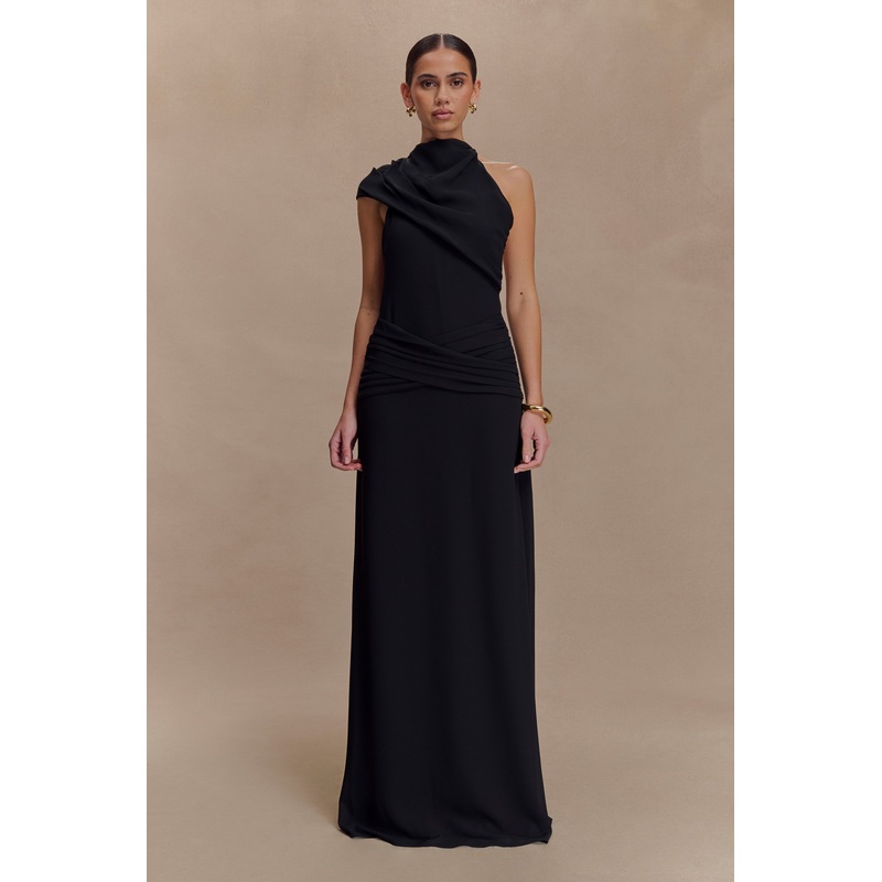 Analia Chiffon Maxi Dress – Black XXS