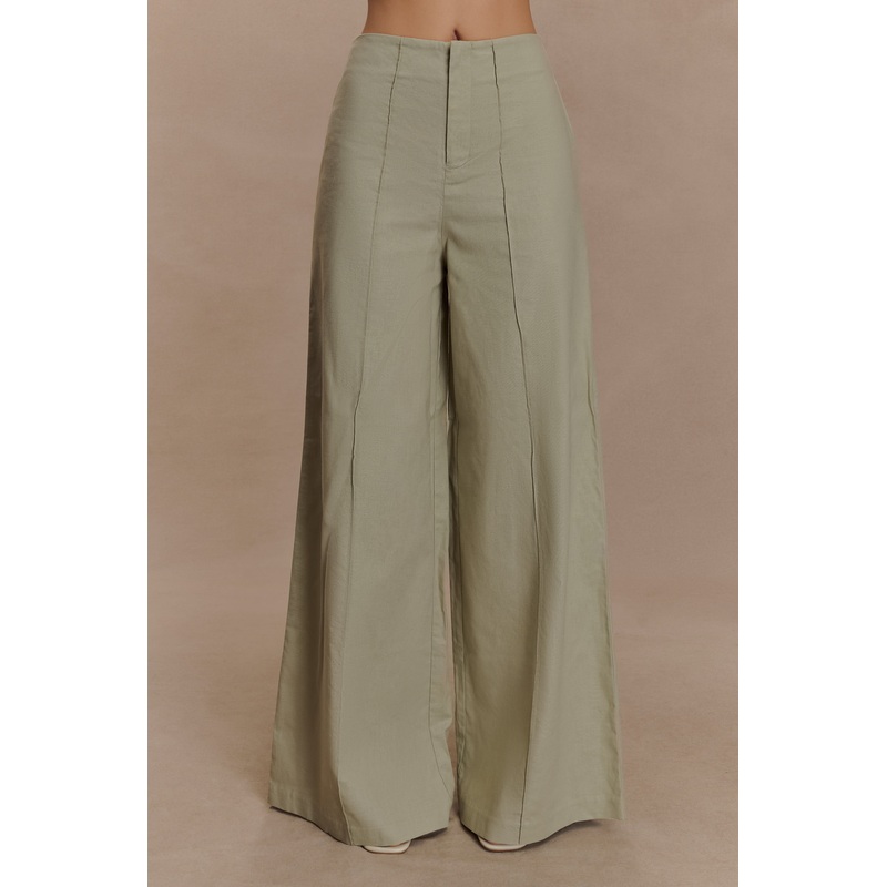 Brandi Linen Straight Leg Pant – Basil XXS