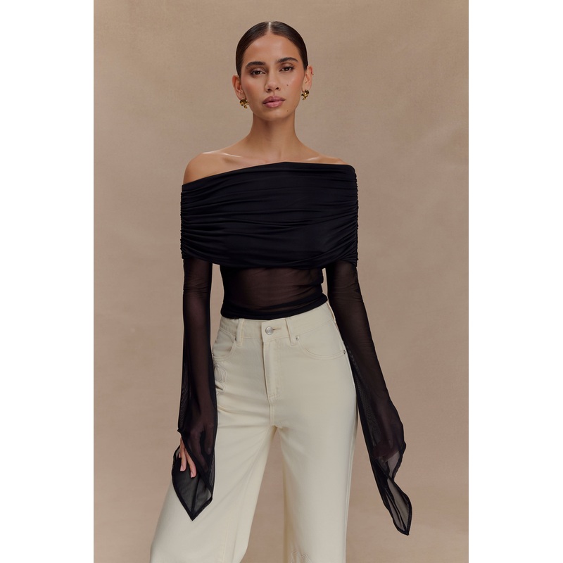 Dahlia One Shoulder Top – Black XXS