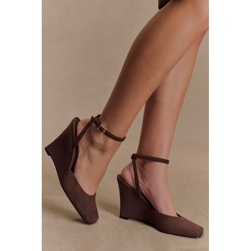 Kaleen Faux Suede Wedge Heel – Chocolate 35