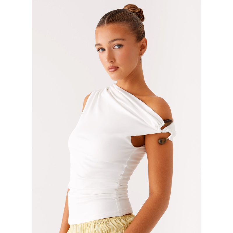 Agathe One Shoulder Top – Ivory Ivory US 0