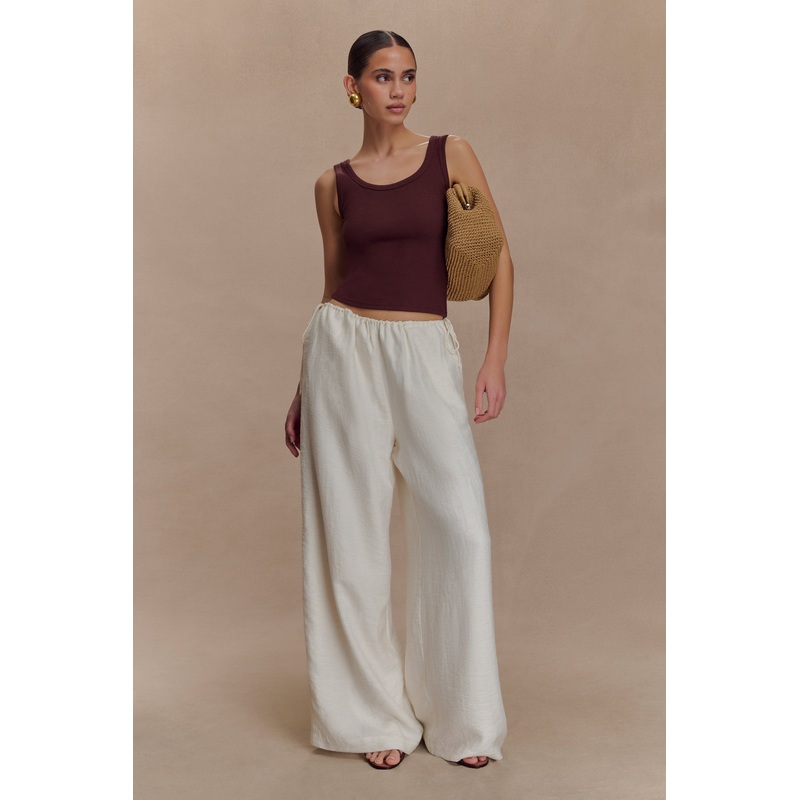 Callum Drawstring Straight Leg Pants – White XXS