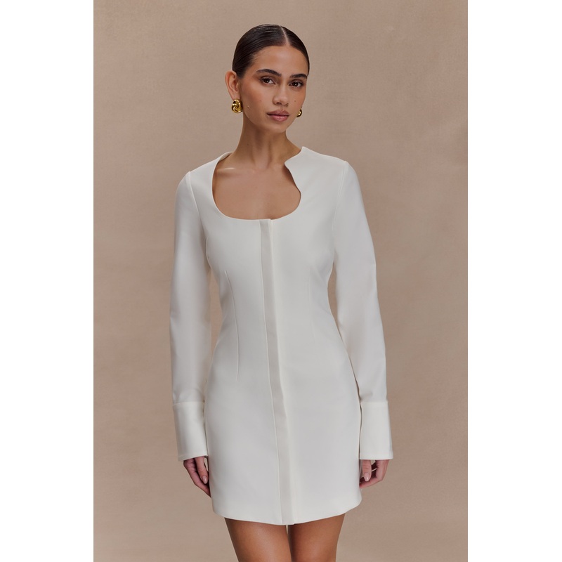 Carina Peplum Cotton Shirt Dress – White XXS
