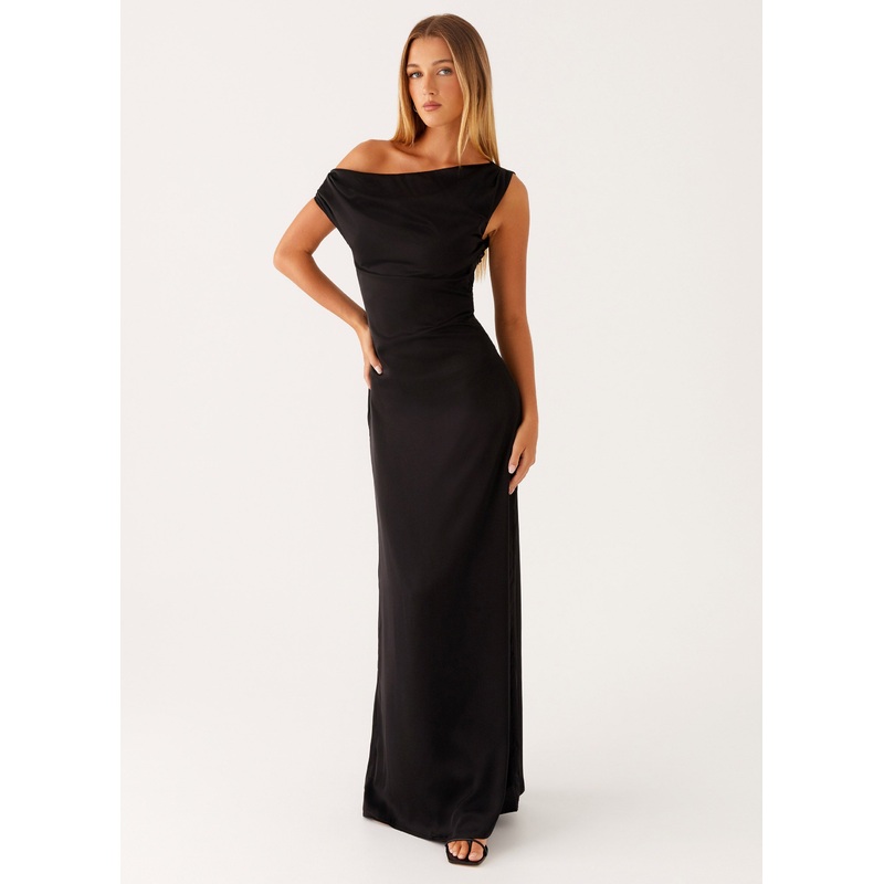 Heart Of Glass Satin Maxi Dress – Black Black US 0