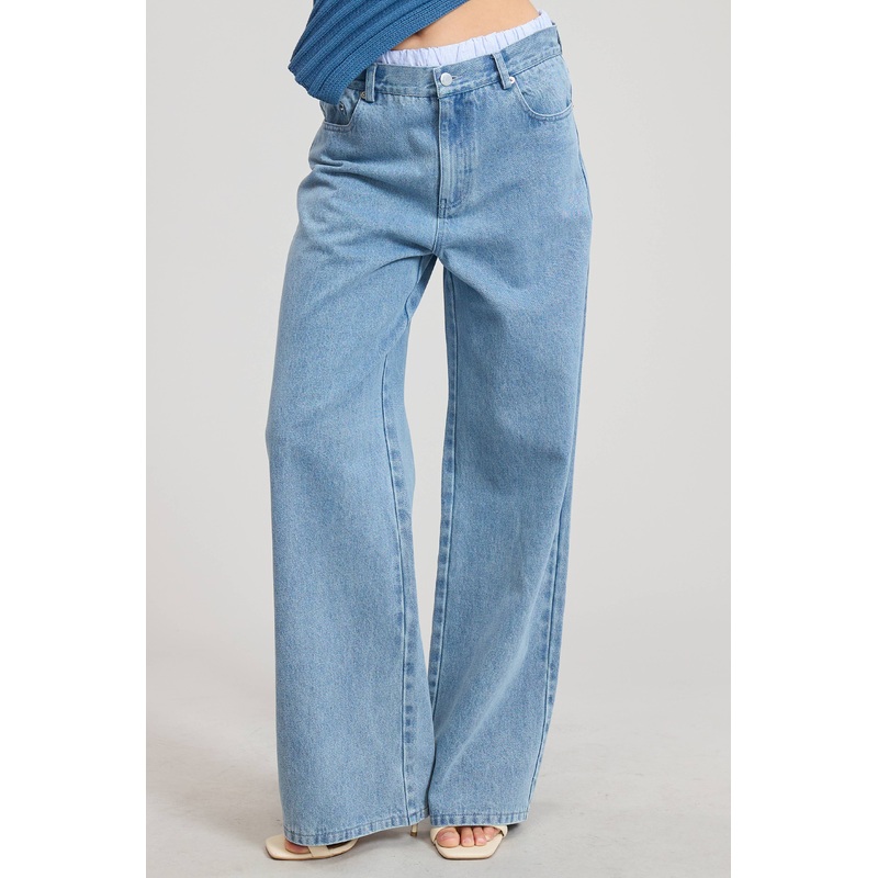 Mid Low Rise Denim Pants with Detachable Boxer Trunk Medium Small