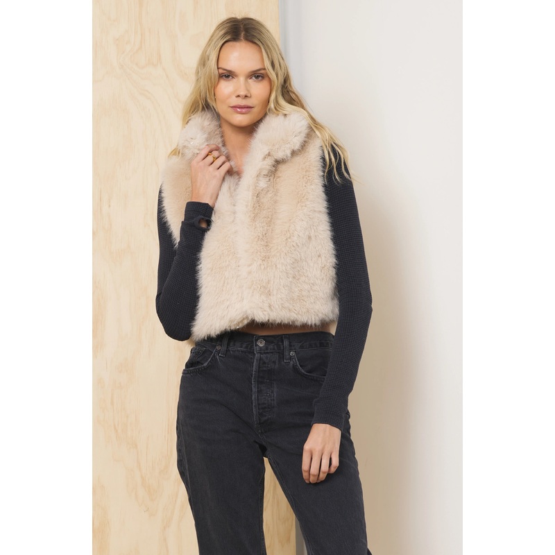 Vintage Havana Cozy Fur Vest Almond Small