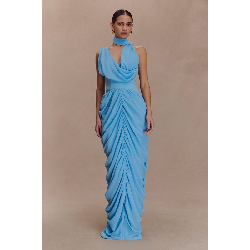 Alex Chiffon Maxi Dress – Blue XXS