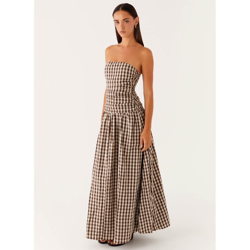 Carmel Maxi Dress – Brown Gingham Brown Gingham US 0